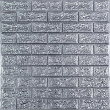 3D панель стінова самоклеюча Sticker Wall 700х770х2мм СРІБЛО D (3DPanda-1908)