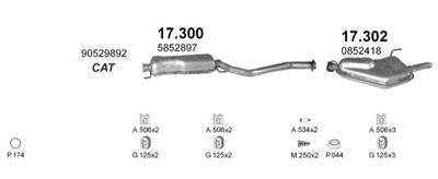 Резонатор Opel Vectra B 2.0Di 16V TD 11/96-04/00 Polmostrow (17.300) (857300)