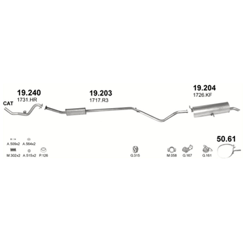 Труба проміжна Polmostrow (19.240) - (Citroen C4 1.6i-16V 04, Peugeot 307 1.6i-16V 01--04) (859240)