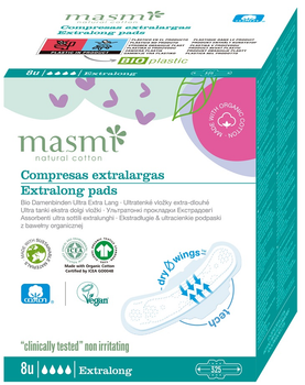 Прокладки Masmi Natural Cotton екстрадовгі з органічної бавовни  8 шт (8432984001841)