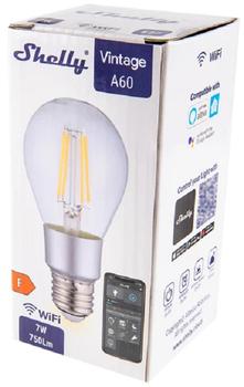 Розумна Wi-Fi лампа Shelly "Vintage A60" димірувана 7 Вт (3800235262092)
