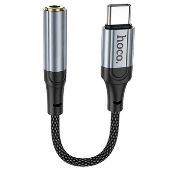 Перехідник Hoco LS36 адаптер Type-C to AUX (3.5mm) 0.12m для телефона для мобільних пристроїв Samsung/Xiaomi/Huawei/Meizu Сірий