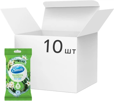 Упаковка вологих серветок Smile Daily Бамбук та едельвейс New 10 пачок по 15 шт (42224435)