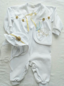 Комплект для крещения девочки Little Angel трикотажный Солнышко (2548) 62 см белый