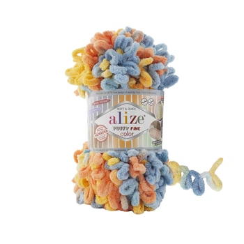 Пряжа для вязания Alize Puffy FINE Color 6314 фантазийная нить плюшевая