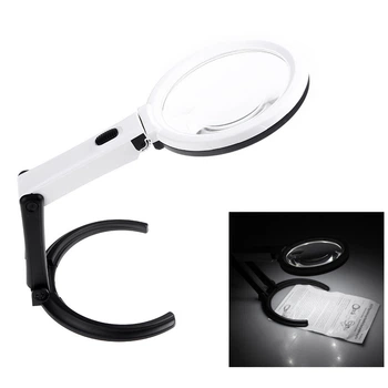 Настольная лупа складная Magnifier 3B-1C LED 2X 120мм + 5X 28мм, DC-5V 1A