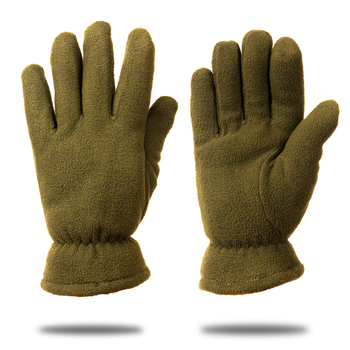 Перчатки мужские тёплые спортивные тактические флисовые на меху зелёные 9093_13_Olive
