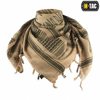 Тактична арафатка зсу шарф шемаг бавовняний із тризубом M-Tac, чоловіча хустка на шию куфія, колір Coyote/black, 40905004