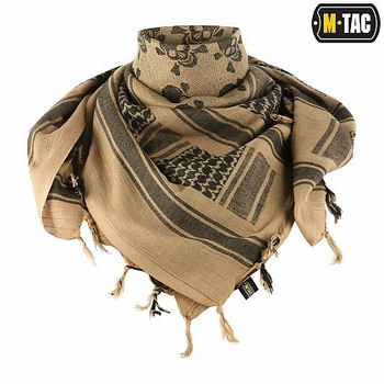 Арафатка зсу хлопок койот, тактический шарф платок шемаг с черепами M-TAC Pirate Skull Coyote/Black, куфия, 40903004