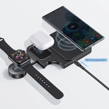 Док-станция Usams 3в1 для iPhone 15/14/13/12/11/Apple Watch/AirPods (Black)