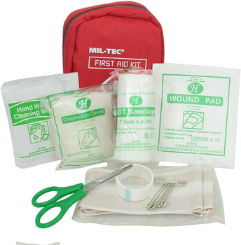 Аптечка туристична Mil-Tec укомплектована для першої допомоги з розширеним набором медичних засобів для безпечних подорожей Червона M-T