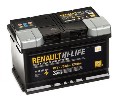Батарея аккумуляторная Renault Start-Stop EFB 12В 70Ач 720A(EN) R+(7711575175) пр-во RENAULT / DACIA