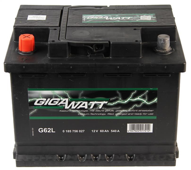 Аккумуляторная батарея GIGAWATT ЛЕВ [+] 12V 60AH 540A 242*175*190(0185756027) пр-во GIGAWATT