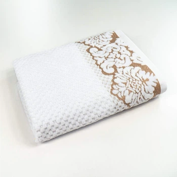 Полотенце махровое среднее 50x90см Damask Премиум качества Жаккардовое с велюром 550г/м2 (Белый)