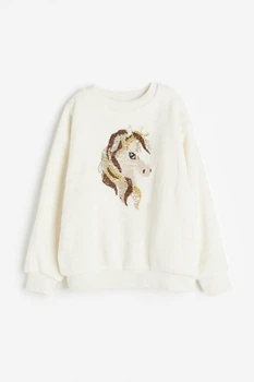 Світшот білий Кінь з реверсивними паєтками H&M 98-104см (400094610)