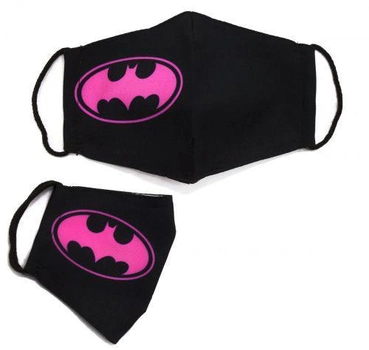 Многоразовая 4-х слойная защитная маска "Бэтмен" размер 3, 7-14 лет, черно-розовая (TS01091996155101)