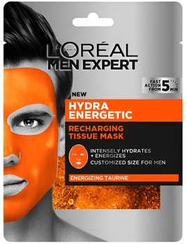 Maska do twarzy L'Oreal Paris Men Expert Hydra Energetic Recharging Tissue Mask 30 g (3600523704378)