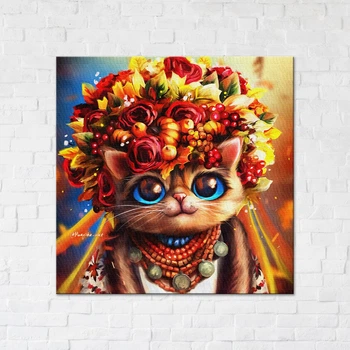 Постер на холсте Кошка-осень Марианна Пащук 40х40 см Brushme (2000002768418)