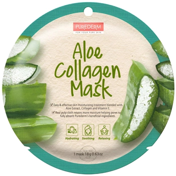 Маска для обличчя Purederm Aloe Collagen Mask Aloes 18 г (8809411187612)