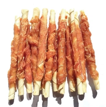 Лакомства для собак "Lucky Star", крученое мясо курицы на прессованной кости (12,5см), 500г