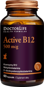 Witaminy Doctor Life Active B12 aktywna witamina B12 500 mg 60 kapsułek (5906874819722)