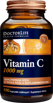 Suplement diety Doctor Life Buffered Vitamin C 1000 mg Dzika Róża & Bioflawonoida 100 kapsułek (5906874819371)
