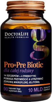 Suplement diety Doctor Life Pro+Pre Biotic dla całej rodziny 90 kapsułek (5903317644675)