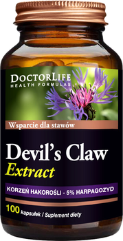 Suplement diety Doctor Life Devil's Claw Extract diabelski szpon czarci pazur 500 mg 100 kapsułek (5906874819289)