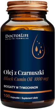 Харчова добавка Doctor Life Black Cumin Oil олія чорного кмину 1000 мг 100 капсул (5903317644040)