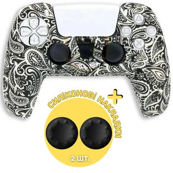 Защитный силиконовый чехол Black Leaf для геймпада Sony DualSense™ (PS5) + в подарок накладки на стики [415679139]