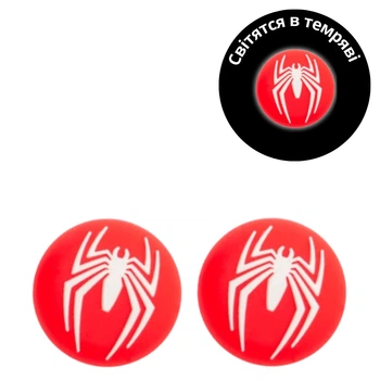 Силиконовые накладки на стики светящиеся в темноте Spider-Man (Red) для геймпадов Sony DualShock PS4 / DualSense PS5 / Xbox Series|One (2шт.) [415679025]