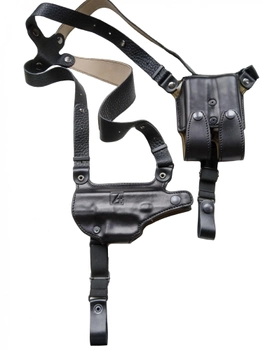 Підплечна шкіряна кобура з підсумком для магазину A-LINE для Glock чорна (1КП2+2М)