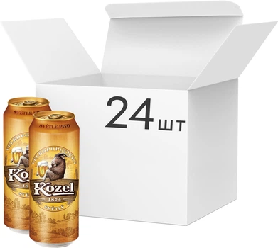 Упаковка пива Velkopopovicky Kozel светлое фильтрованное 4% 0.5 л х 24 шт (4820034924181)