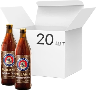 Упаковка пива Paulaner Dunkel темне нефільтроване 5.3% 0.5 л x 20 шт (4066600060765_4066600941972)