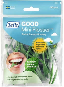 Zestaw mini flosserów z nicią dentystyczną TePe GOOD Mini Flosser ekologiczne 36 szt (7317400022512)