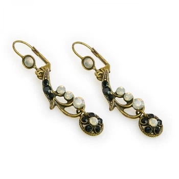 Серьги Michal Negrin с подвесками "Imperial Elegy" в черно-белых тонах с кристаллами Swarovski