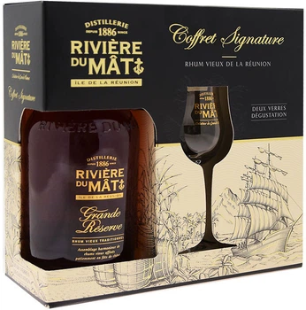 Ром La Martiniquaise Riviere Du Mat Grande Reserve в подарочной упаковке + 2 стакана 0.7 л 40% (3147699121580)