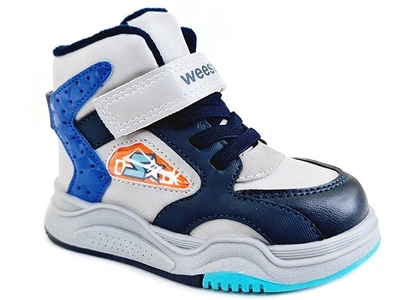 Хайтопи демісезонні Weestep (24р.) 15,2 см світло-сірі з синім