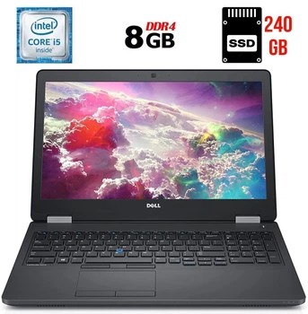 Ноутбук Б-клас Dell Latitude E5570 / 15.6" (1920x1080) IPS / Intel Core i5-6300U (2 (4) ядра по 2.4 - 3.0 GHz) / 8 GB DDR4 / 240 GB SSD / Intel HD Graphics 520 / WebCam / HDMI / Windows 10 б/в
