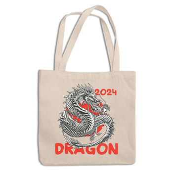 Эко-сумка шоппер с новогодним принтом "Dragon 2024. Дракон 2024" ЭСШ001318
