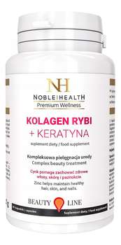 Дієтична добавка Noble Health Риб'ячий колаген + кератин 60 капсул (5903068651342)