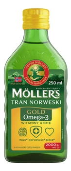Suplement diety Mollers Gold Tran Norweski Cytrynowy 250 ml (7070866024383)