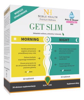 Suplement diety Noble Health Premium Wellness Get Slim Morning & Night dwufazowy 90 tabletek (5903068652622)