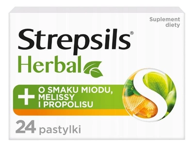 Пастилки Strepsils Herbal Медова меліса та прополіс 24 шт (5900627096453)