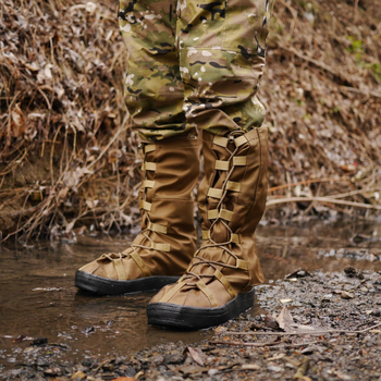 Тактические Бахилы водоталкивающие, Военные гамаши на обувь для Защиты от Дождя Койот L (42-45)