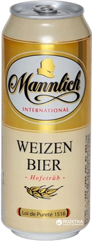 Упаковка пива Mannlich Hefeweizen світле нефільтроване 5.1% 0.5 л x 24 банки (4002631025427)