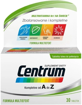 Zestaw witamin i minerałów Glaxosmithkline Centrum Kompletne od A do Z 30 tabletek (9120036094512 / 5054563128867)