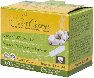 Тампони Masmi Silver Care Regular без аплікатора з органічної бавовни 18 шт (8432984000776)