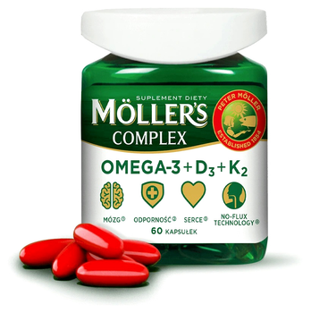 Дієтична добавка Mollers Complex Omega-3 + D3 + K2 60 капсул (5702071389361)
