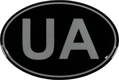 Наклейка UA (овал на черном фоне) (силикон) 8,3x5,6 (68-51)